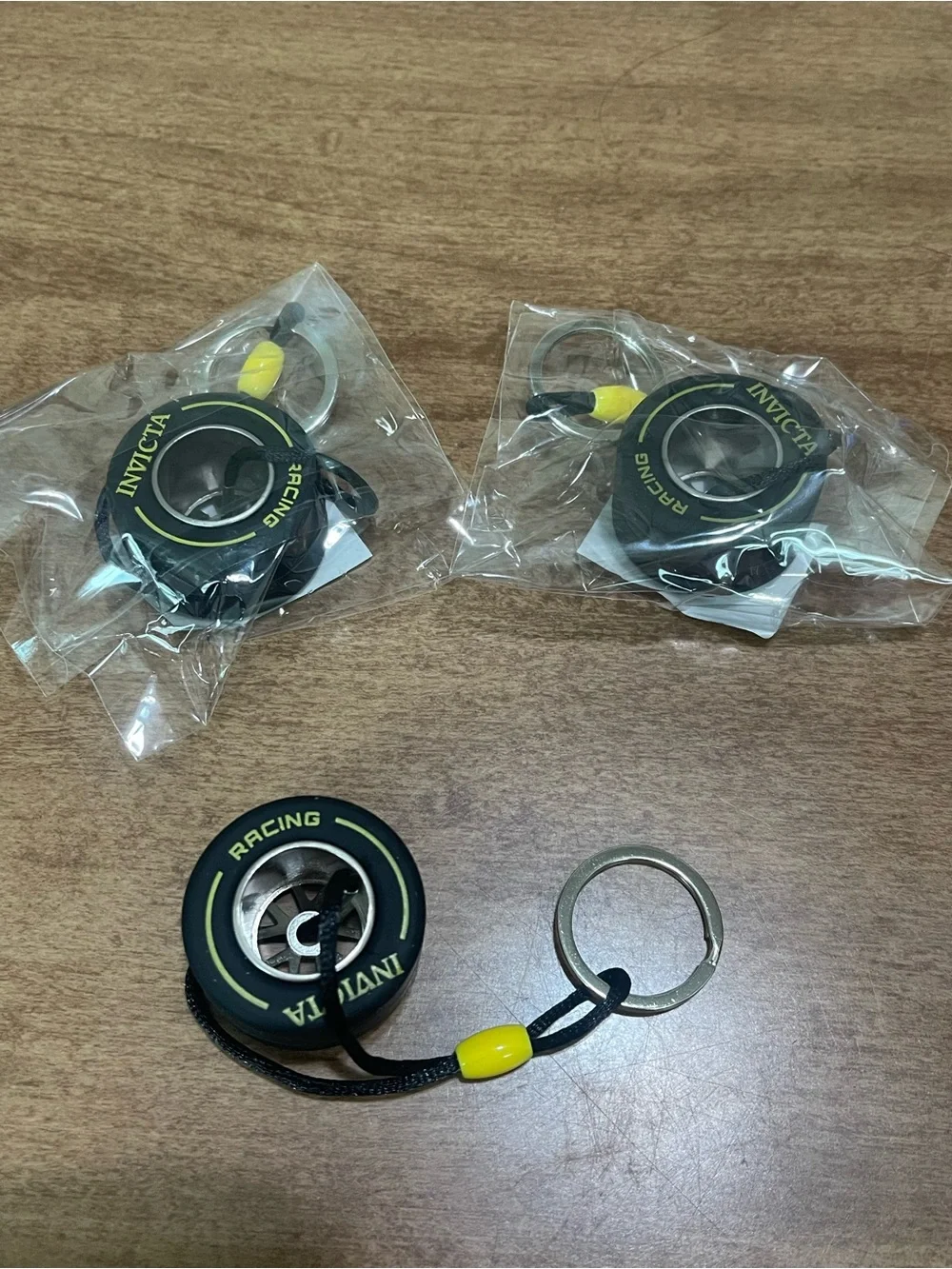 Invicta Black & Yellow Racing Tire Keychain